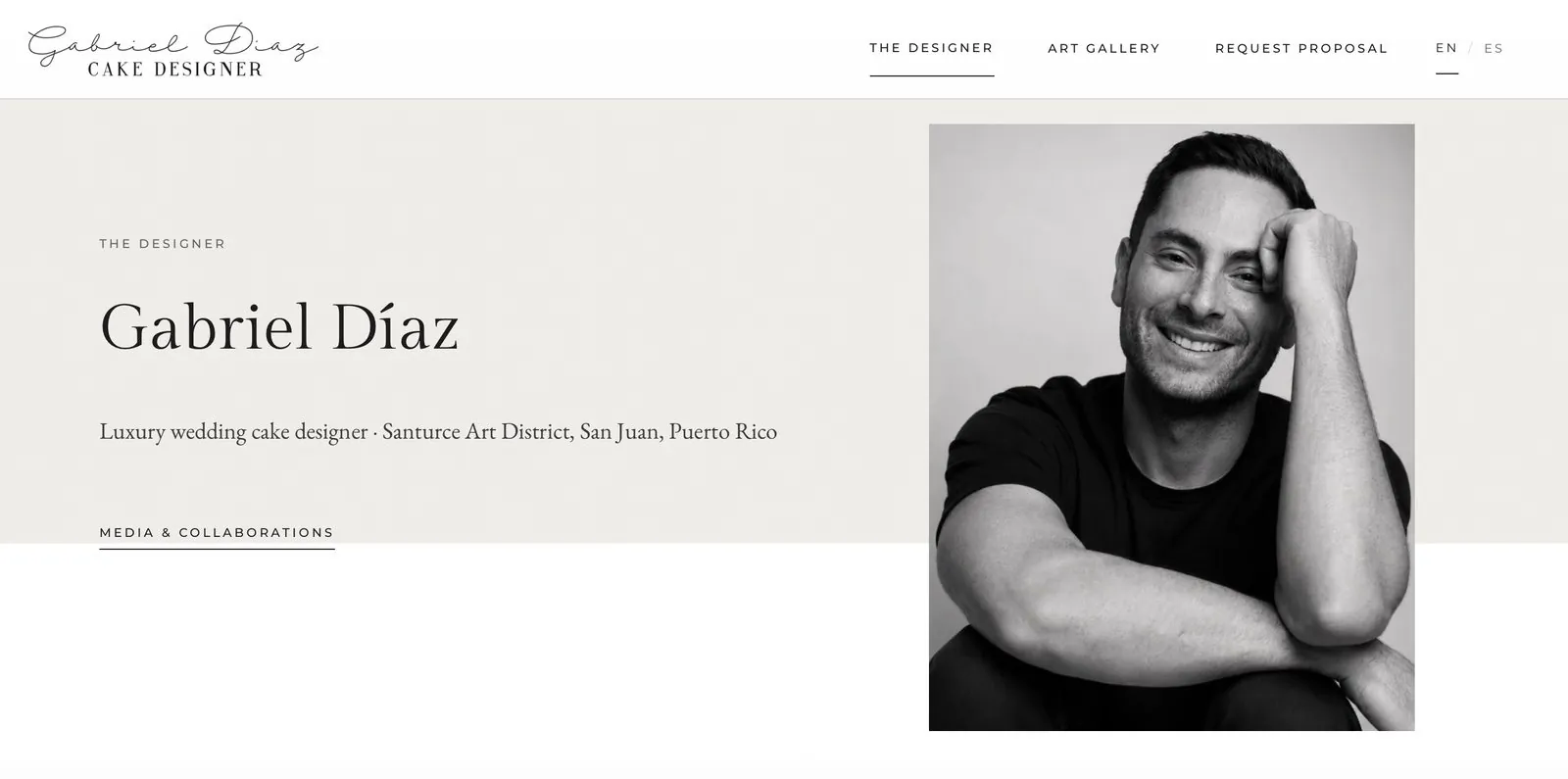 Gabriel Díaz Cake Designer website homepage